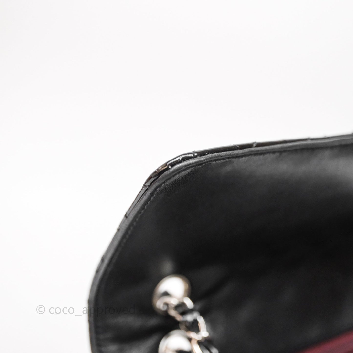 Chanel Quilted Medium Flap Black Patent Silver Hardware