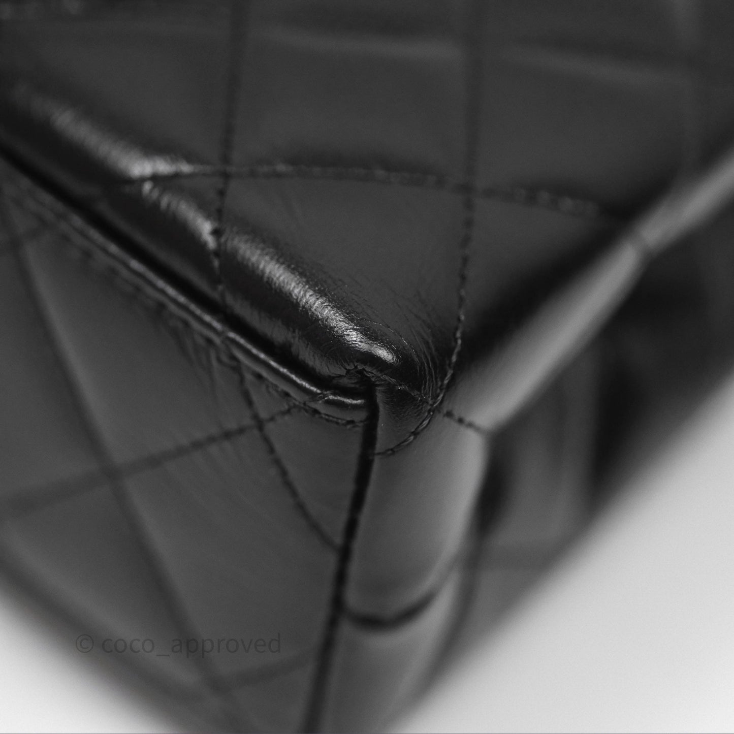 Chanel Kelly Bag Quilted Black Shiny Crumpled Calfskin Aged Gold Hardware