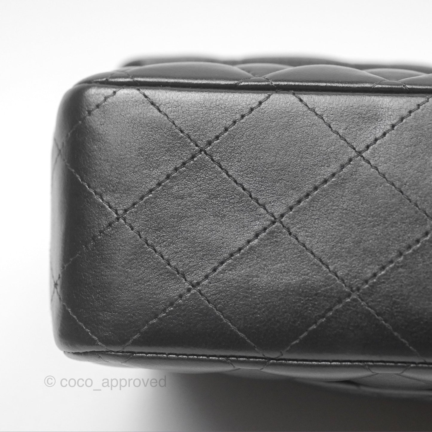 Chanel Classic M/L Medium Flap Quilted Black Lambskin Silver Hardware