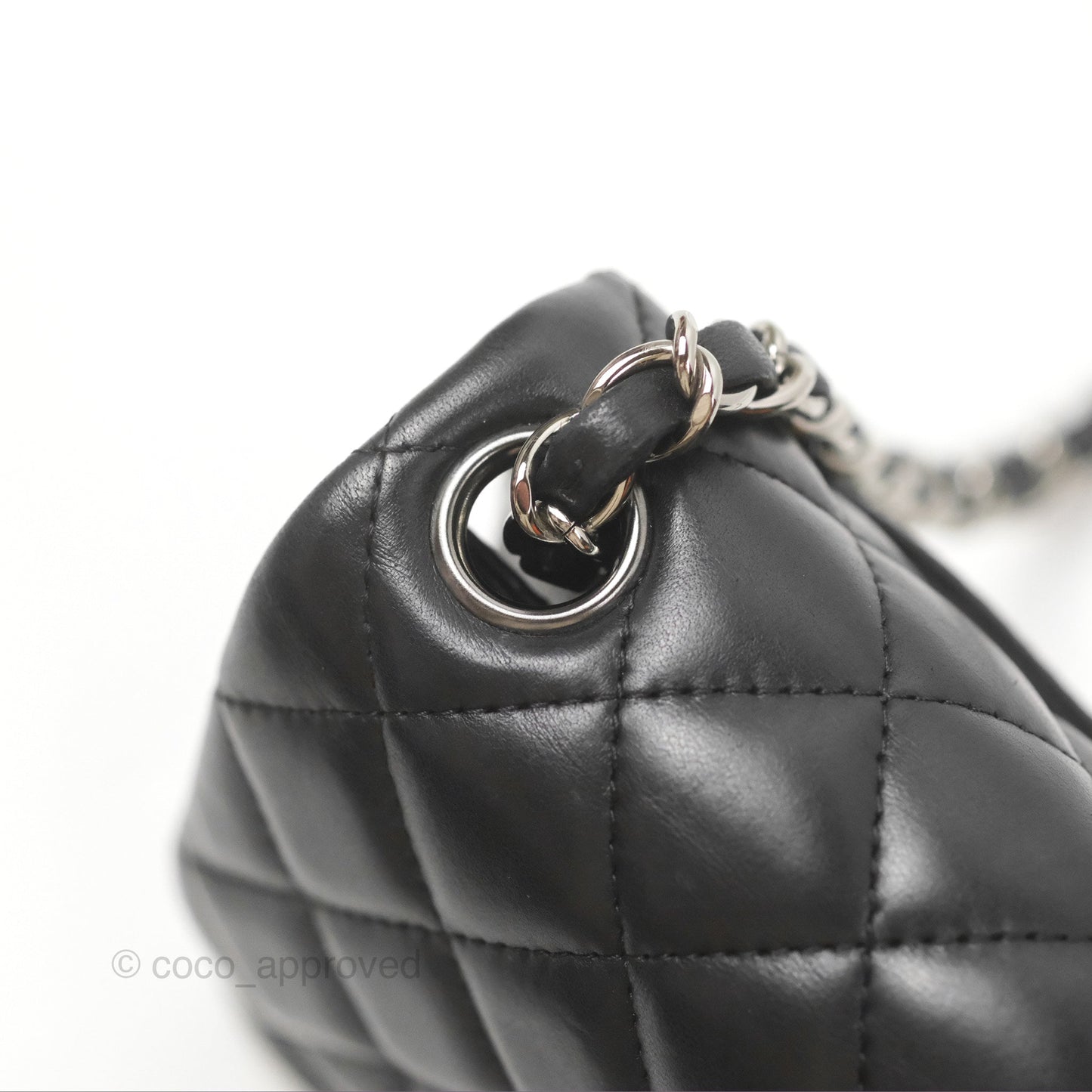 Chanel Mini Square Black Lambskin Dark Silver Hardware