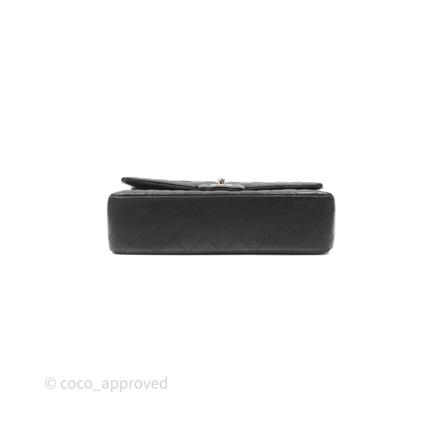 Chanel Classic M/L Medium Flap Quilted Black Lambskin Silver Hardware