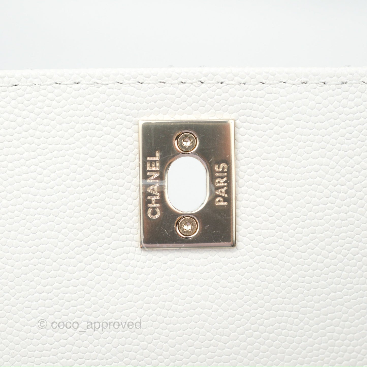 Chanel Small Quilted Coco Handle White Caviar Gold Hardware