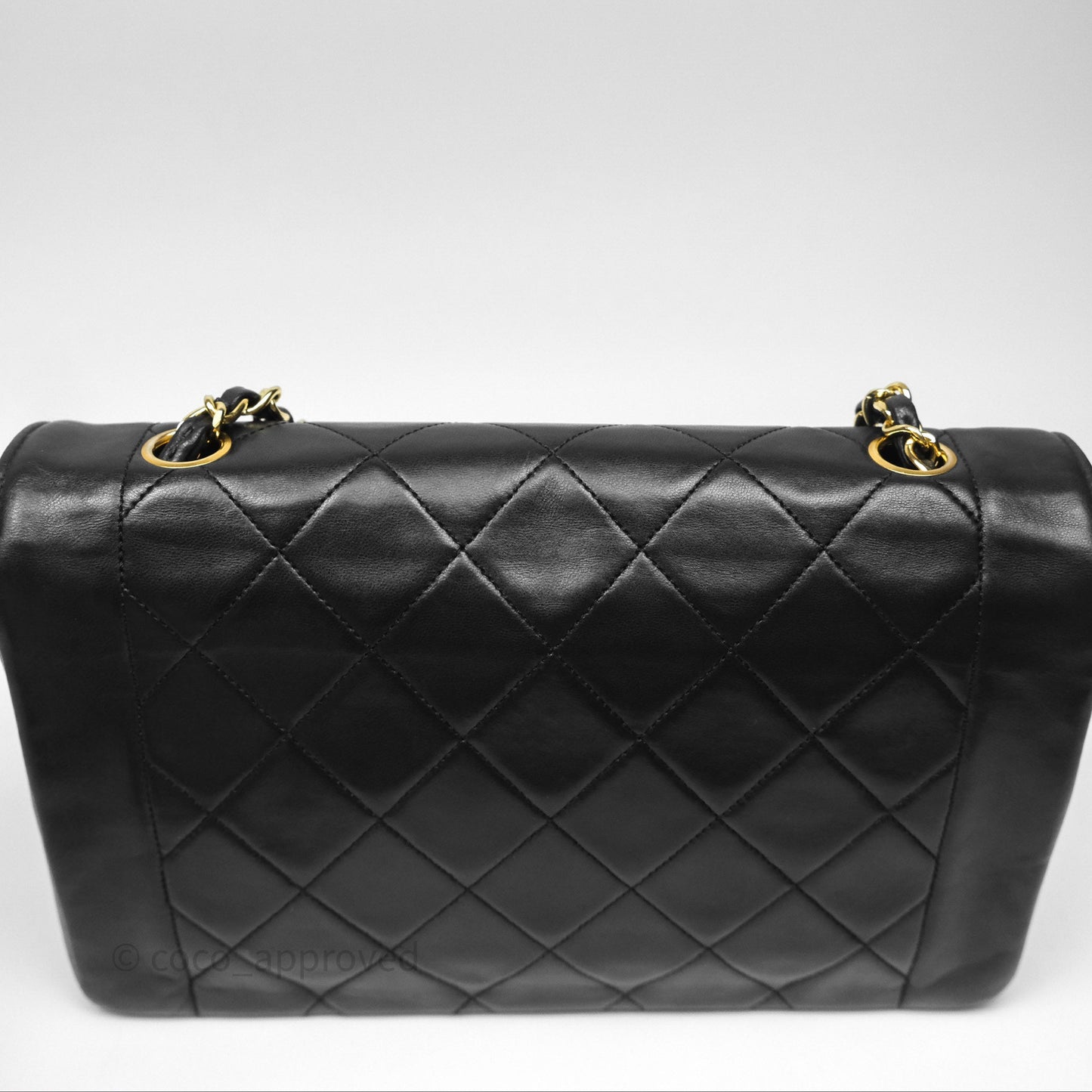 Chanel Medium Vintage Quilted Classic Diana Flap Bag Black Lambskin 24K Gold Hardware