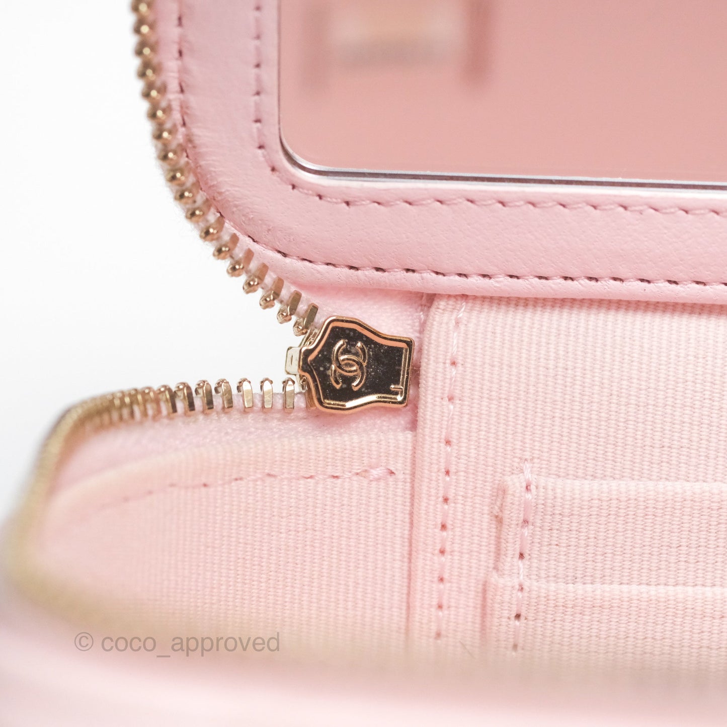 Chanel Vanity Rectangular Top Handle Light Pink Lambskin Gold Hardware