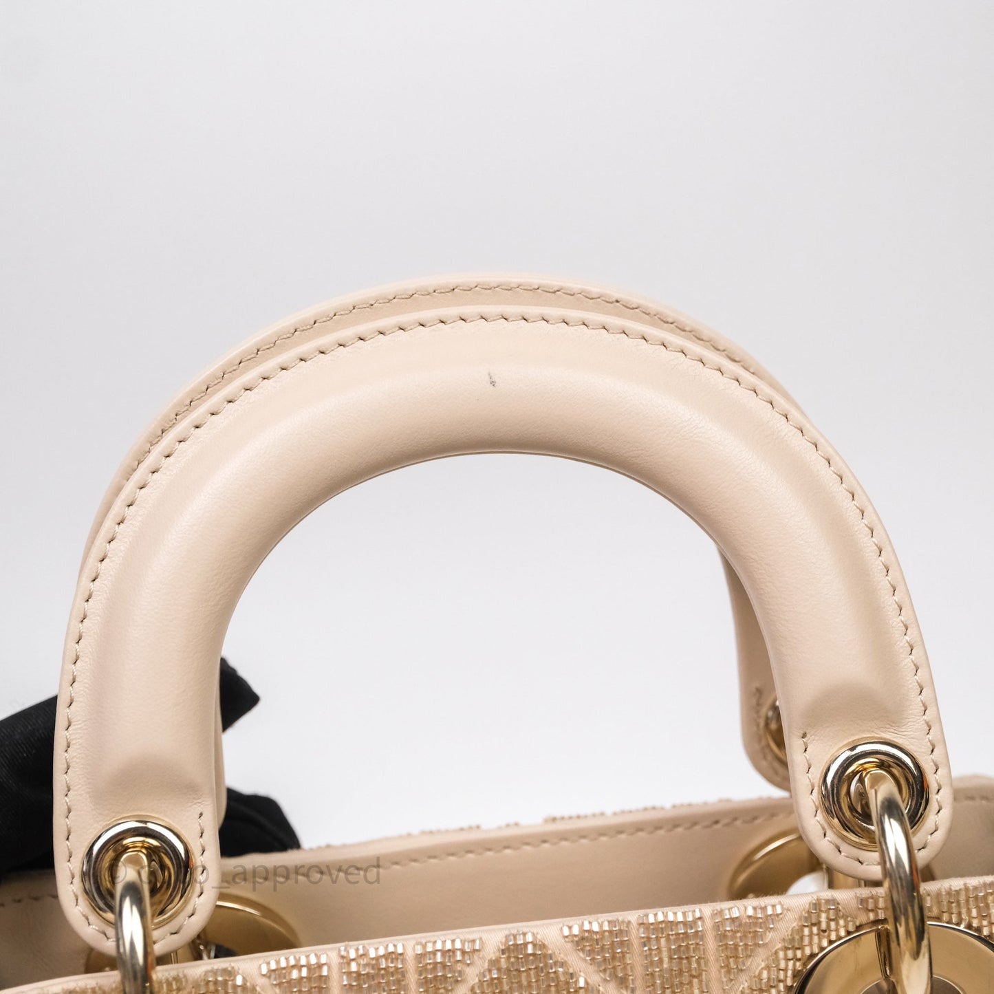 Christian Dior Mini Dior Caramel Beige Microbead-Embroidered Cotton with Cannage Motif