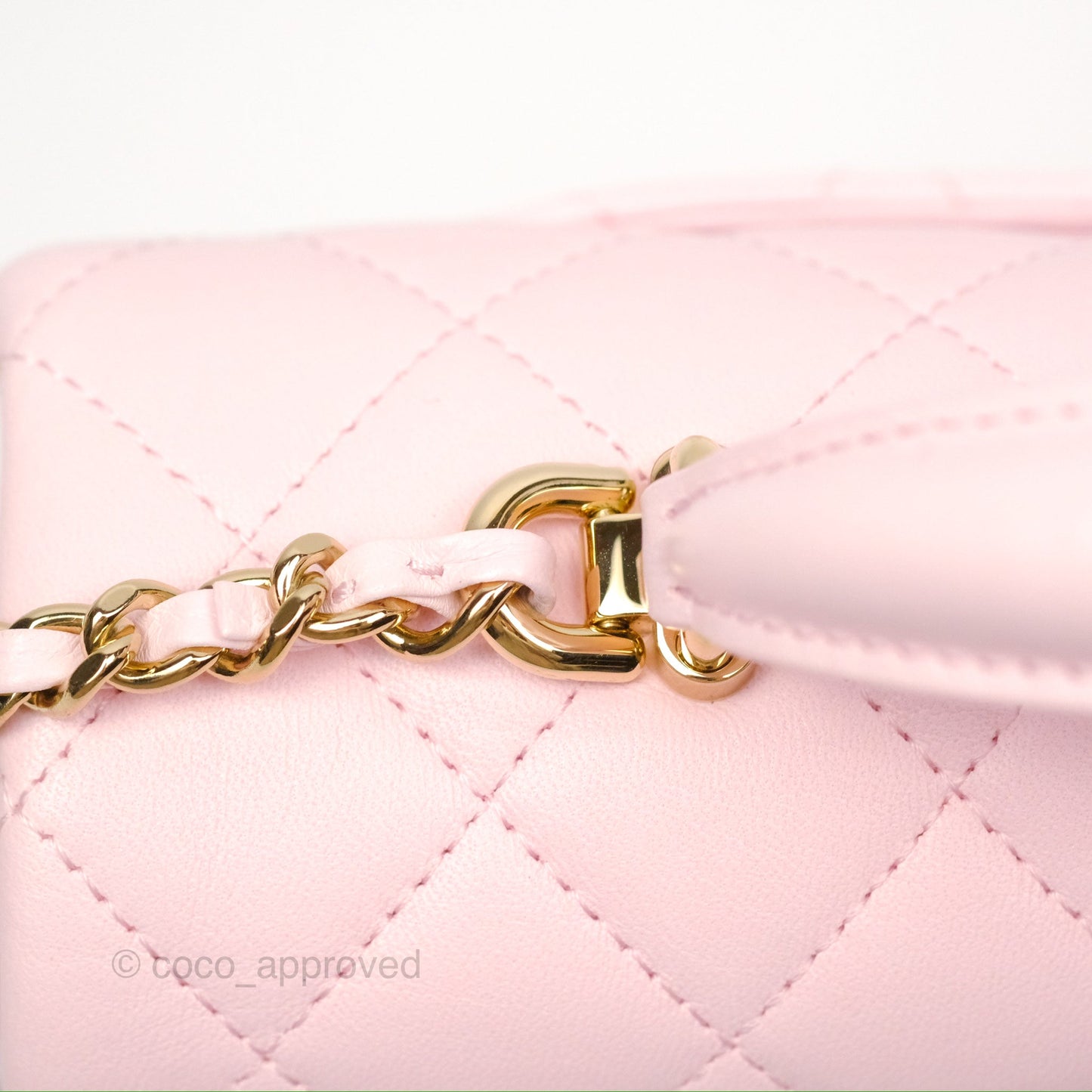Chanel Top Handle Mini Rectangular Flap Bag Light Pink Lambskin Gold Hardware