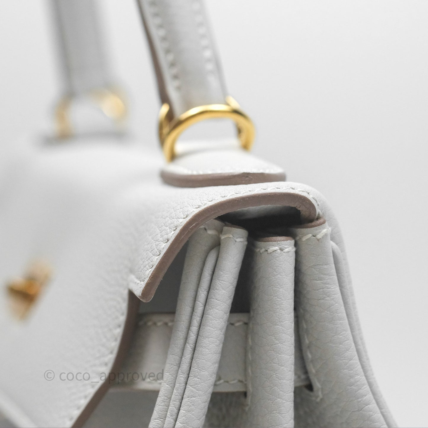 Hermès Kelly II 28 Retourne Gris Pale M4 Togo Gold Hardware
