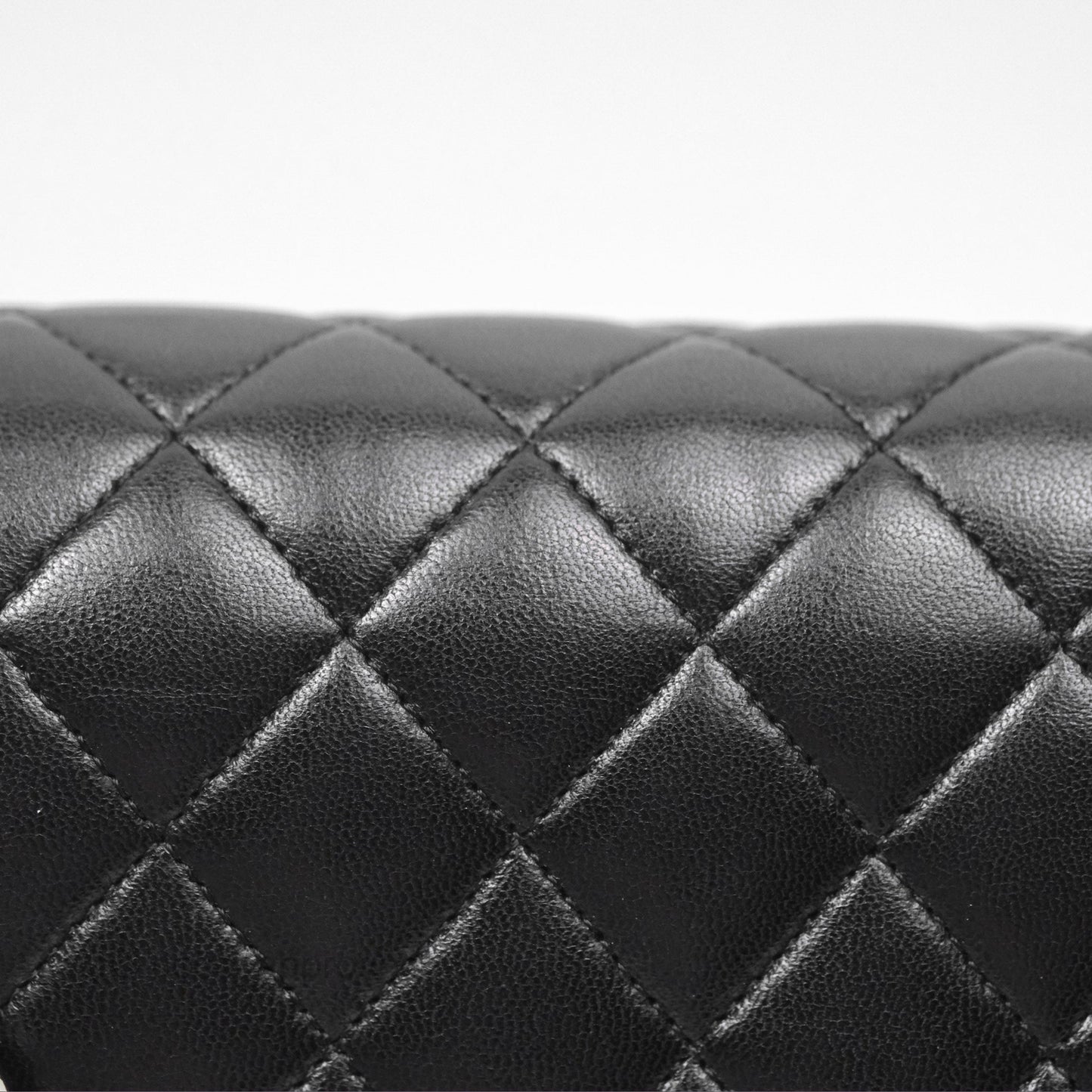 Chanel Classic M/L Medium Flap Quilted Black Lambskin Silver Hardware