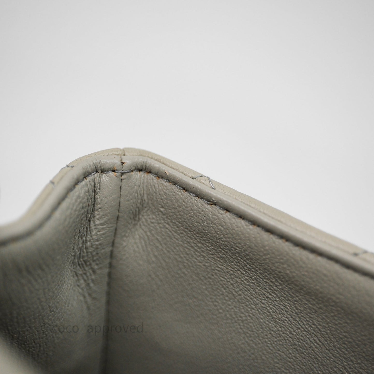 Chanel Mini Rectangular Flap Quilted Light Grey Lambskin Gold Hardware 22C