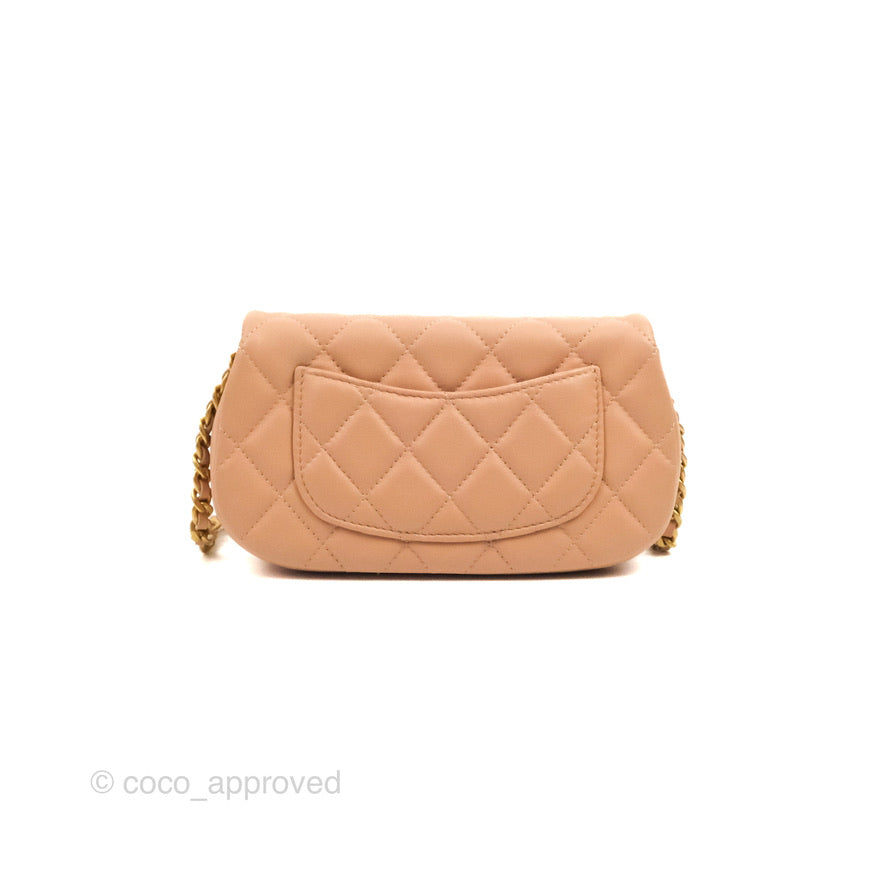 Chanel Clutch with Chain Beige Pink Calfskin Aged Gold Hardware