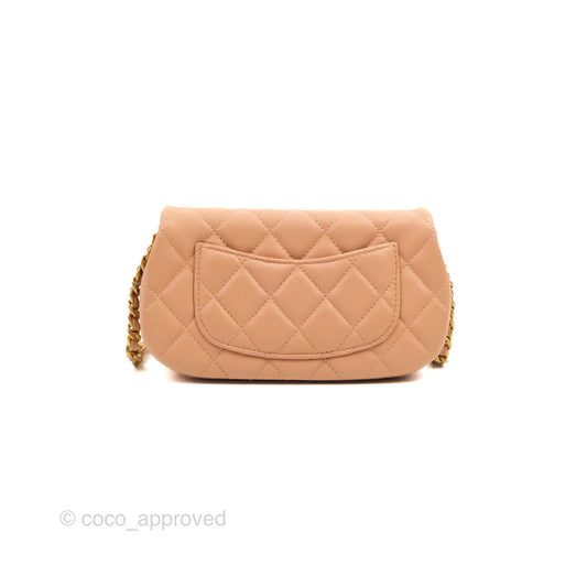Chanel Clutch with Chain Beige Pink Calfskin Aged Gold Hardware