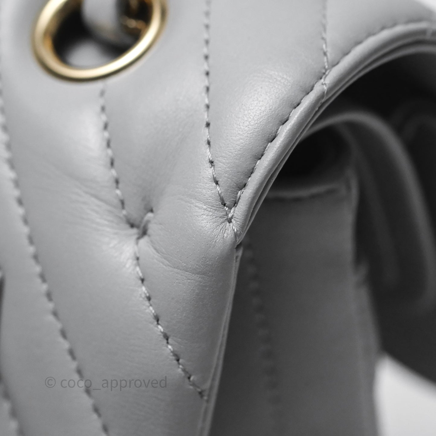 Chanel Classic Small Flap Chevron Grey Lambskin Gold Hardware