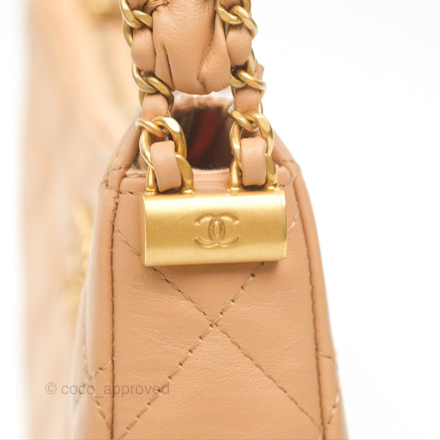 Chanel Small Hobo Bag Beige Aged Calfskin Aged Gold Hardware 23K