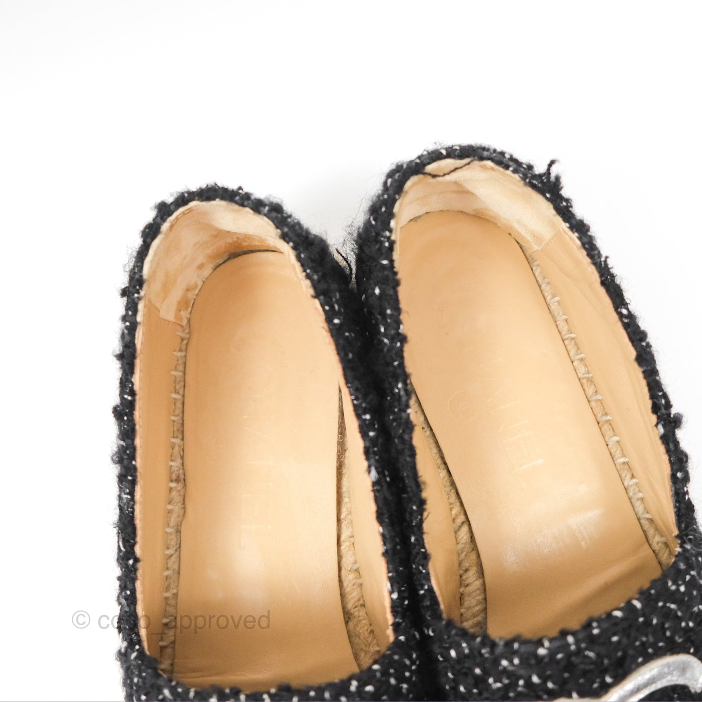 Chanel Espadrille Black Silver Tweed Size 37