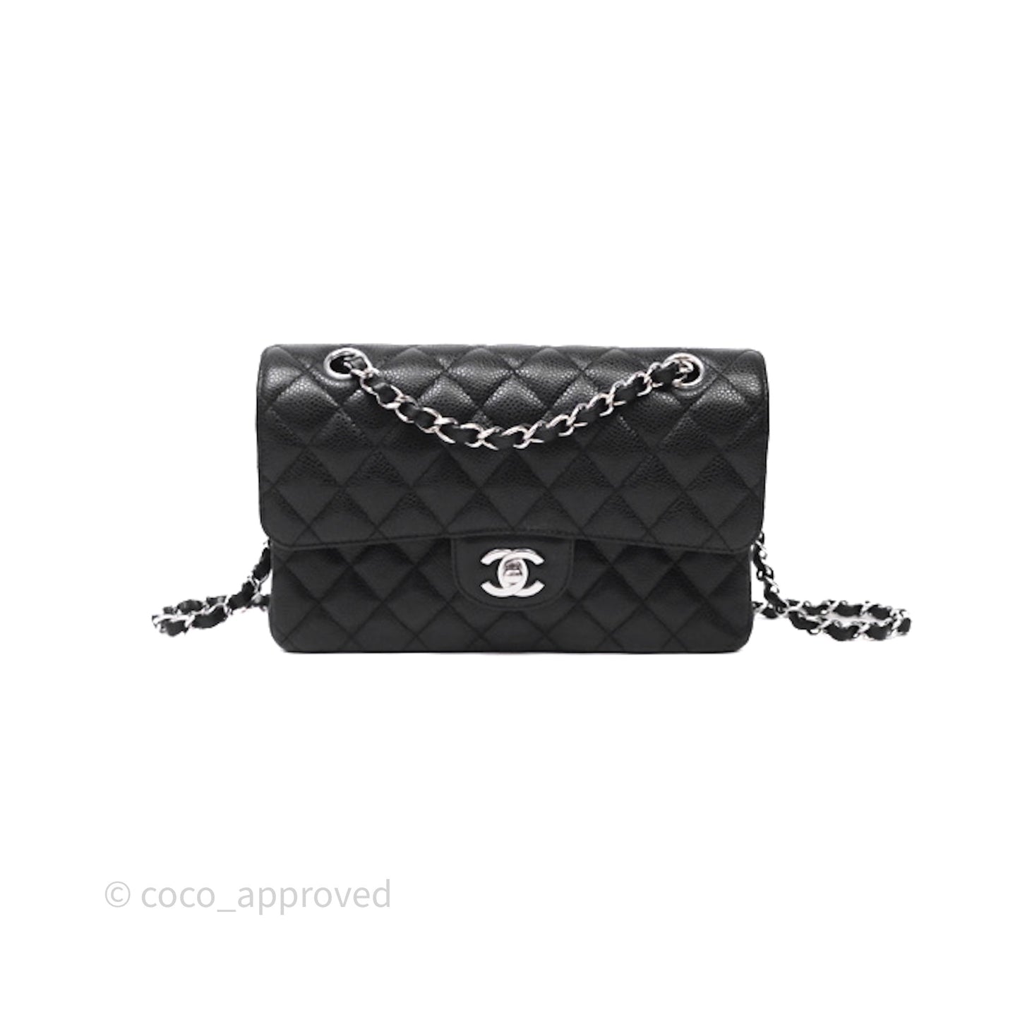 Chanel Small Classic Flap Quilted Black Caviar Silver Hardware