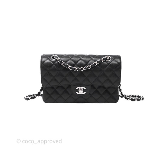 Chanel Small Classic Flap Quilted Black Caviar Silver Hardware