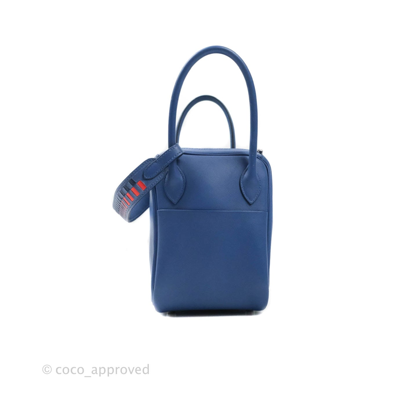 Hermès Lindy 26 Tressage de Cuir Swift Bleu Brighton Palladium Hardware