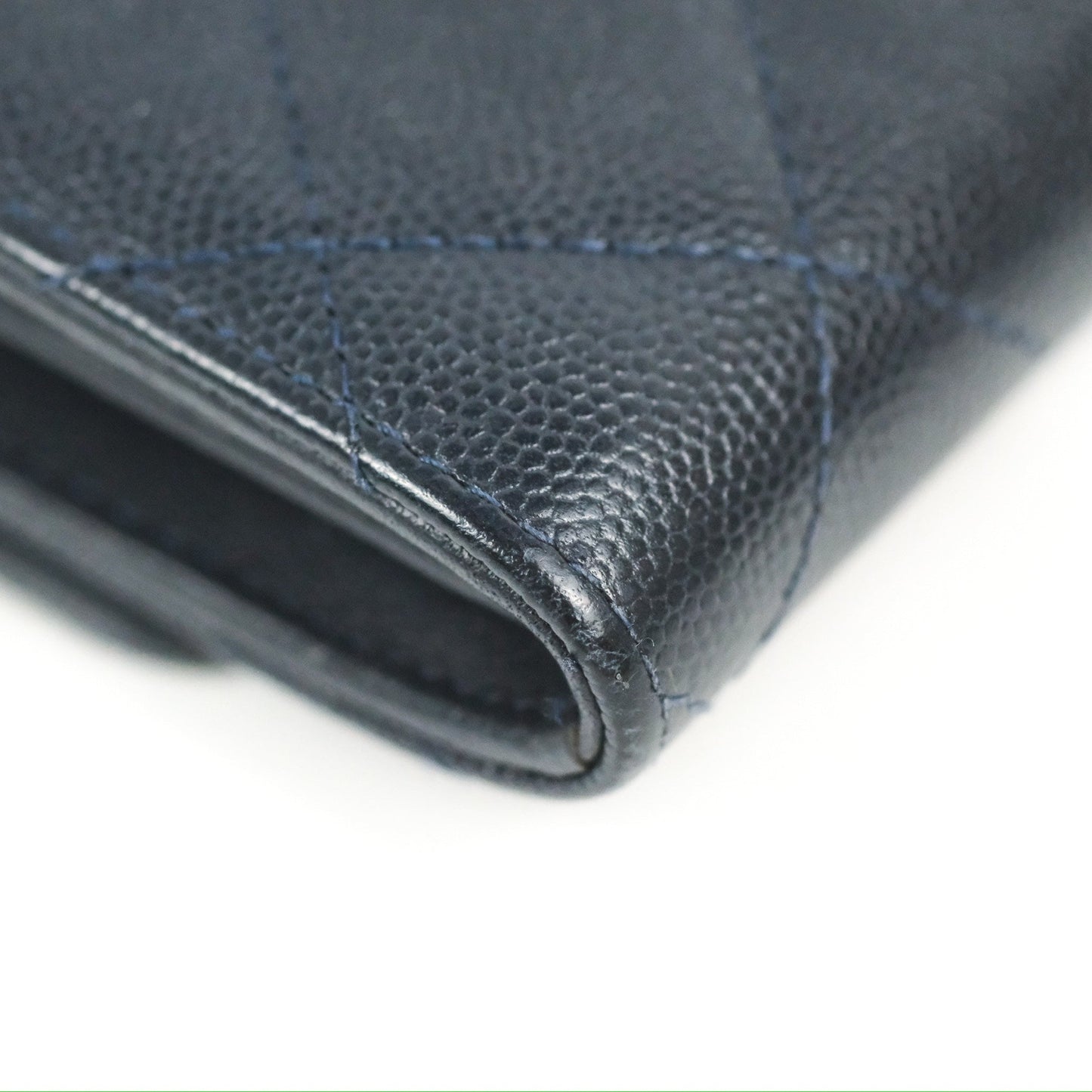 Chanel CC Filigree Small Flap Wallet Navy Caviar Gold Hardware