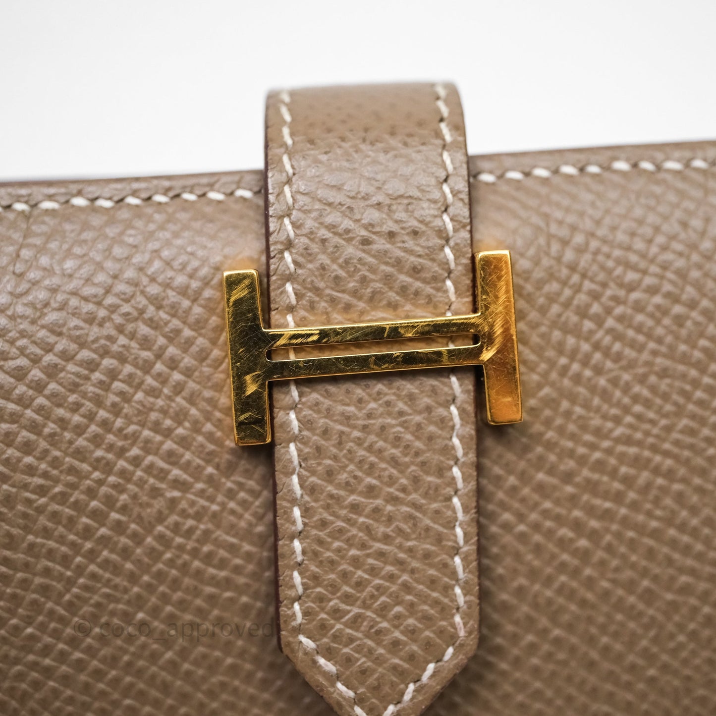 Hermès Bearn Compact Wallet Etoupe Epsom Gold Hardware