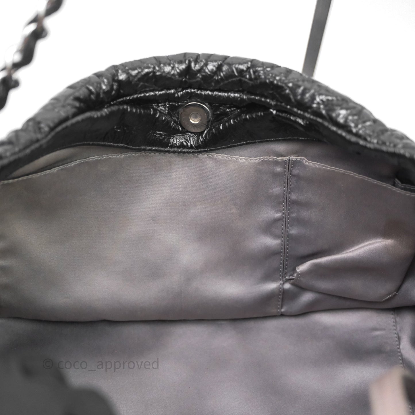 Chanel Black Vinyl Graphic Edge Flap Bag Silver Hardware⁣⁣