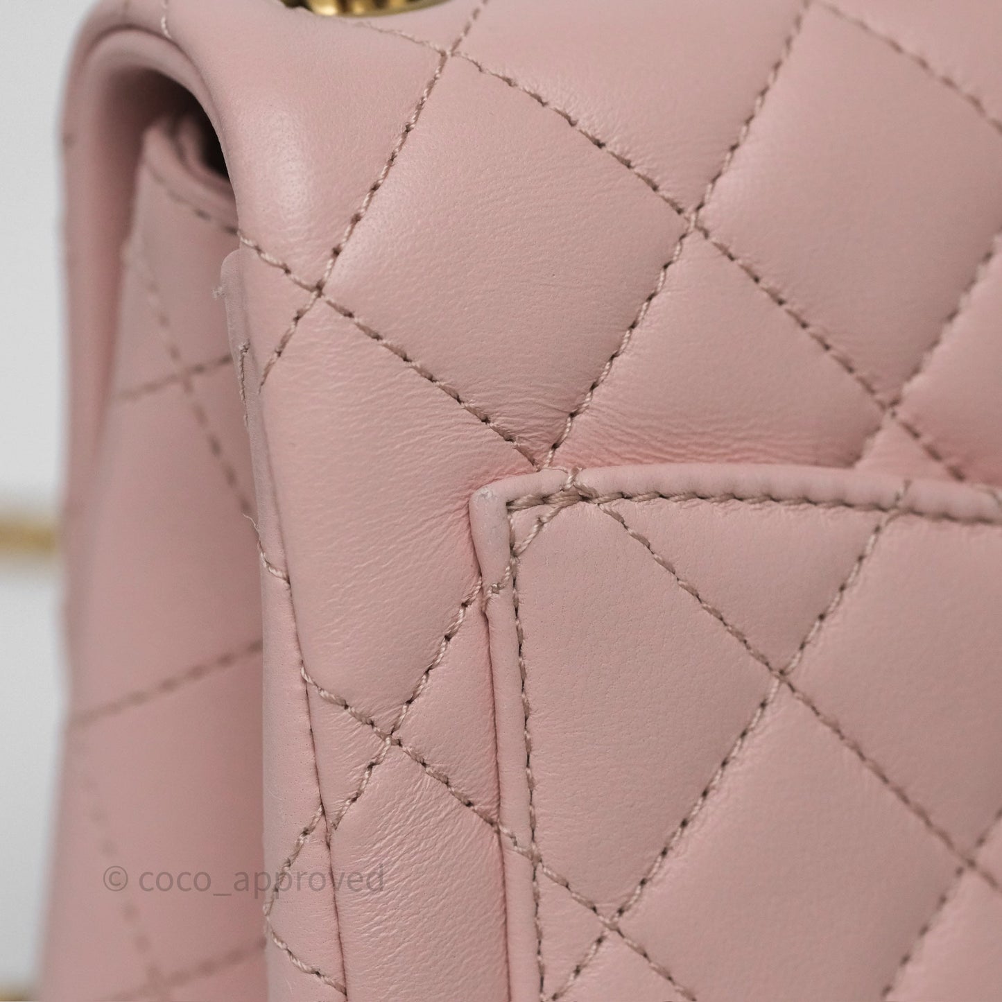 Chanel Quilted Mini Square Flap with Camellia Adjustable Chain Pink Clair Lambskin
