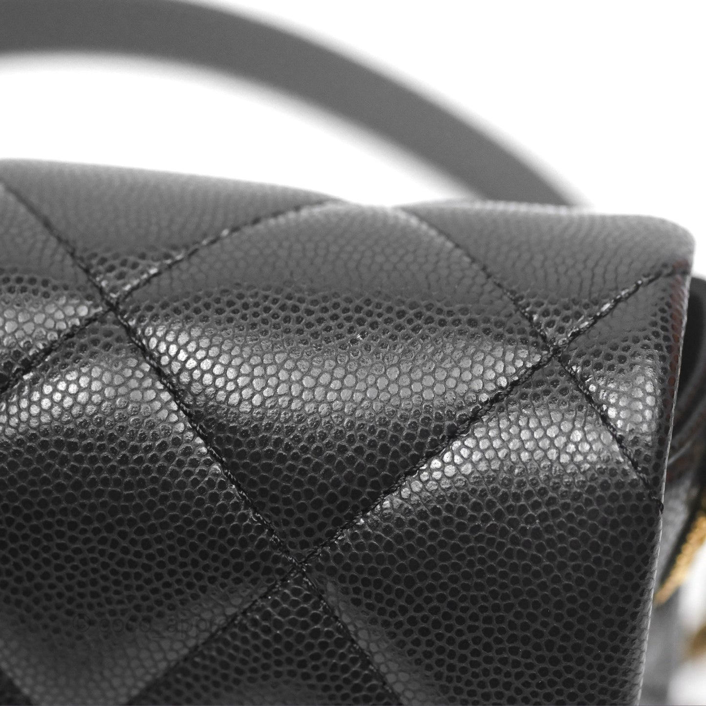 Chanel Mini Flap with Coin Charm Black Caviar Aged Gold Hardware 22A