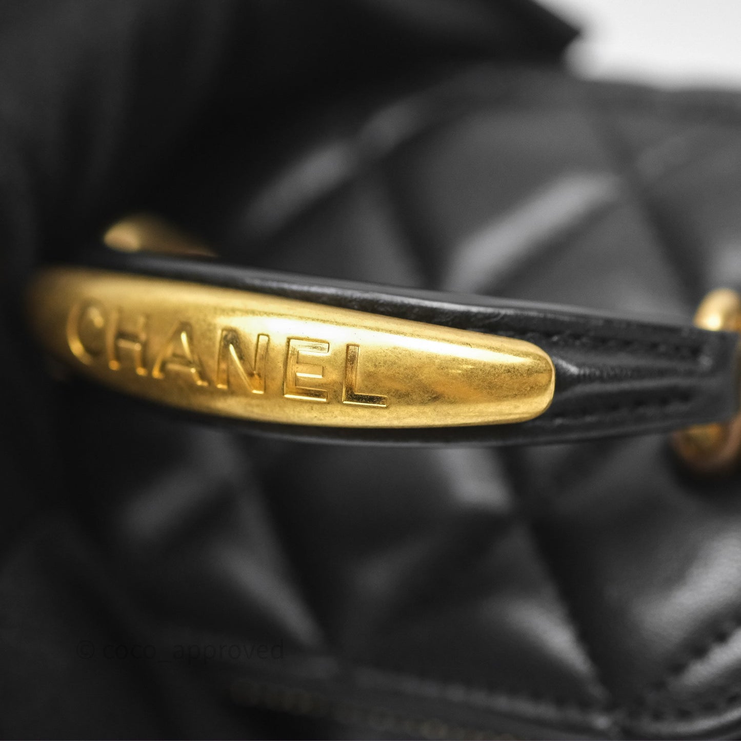 Chanel Mini Metal Top Handle Vanity With Chain Black Lambskin Aged Gold Hardware