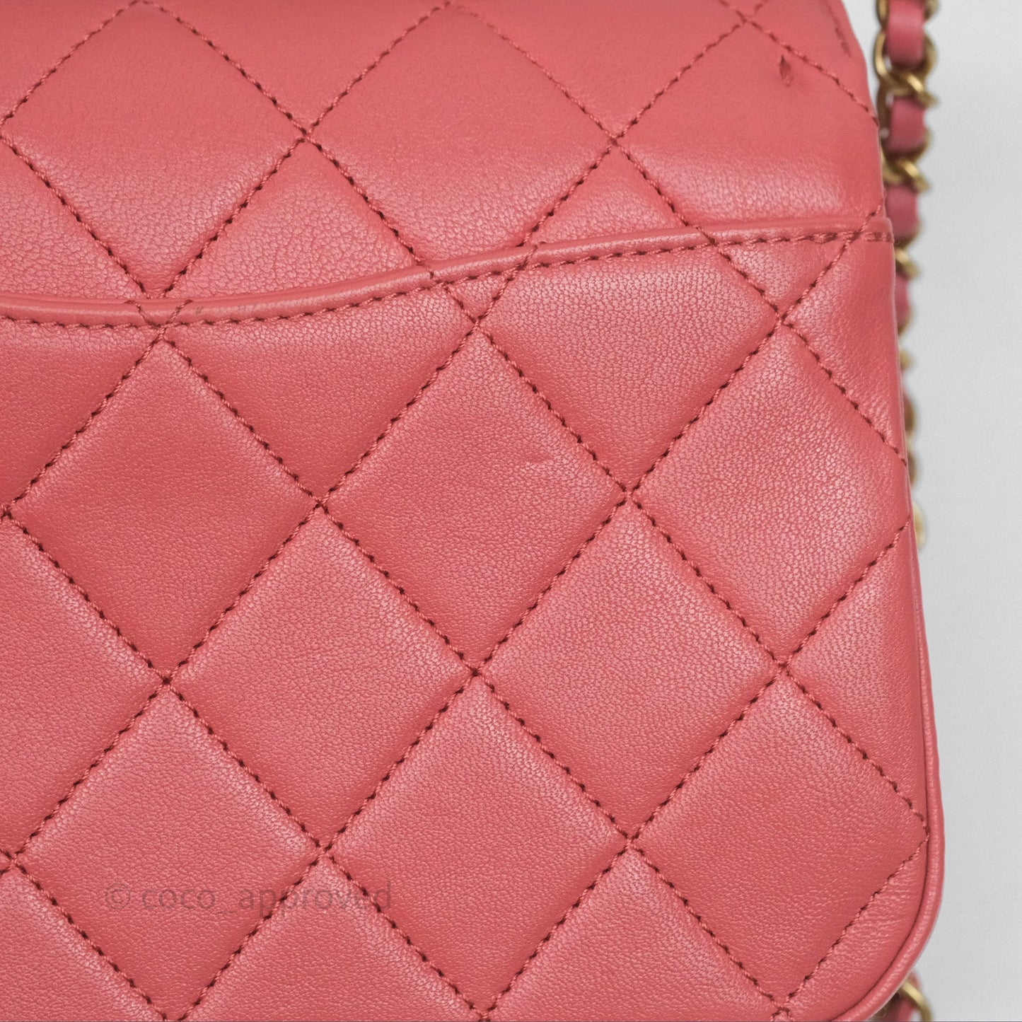 Chanel Quilted Small Chain Infinity Handle Bag Pink Lambskin Aged Gold Hardware