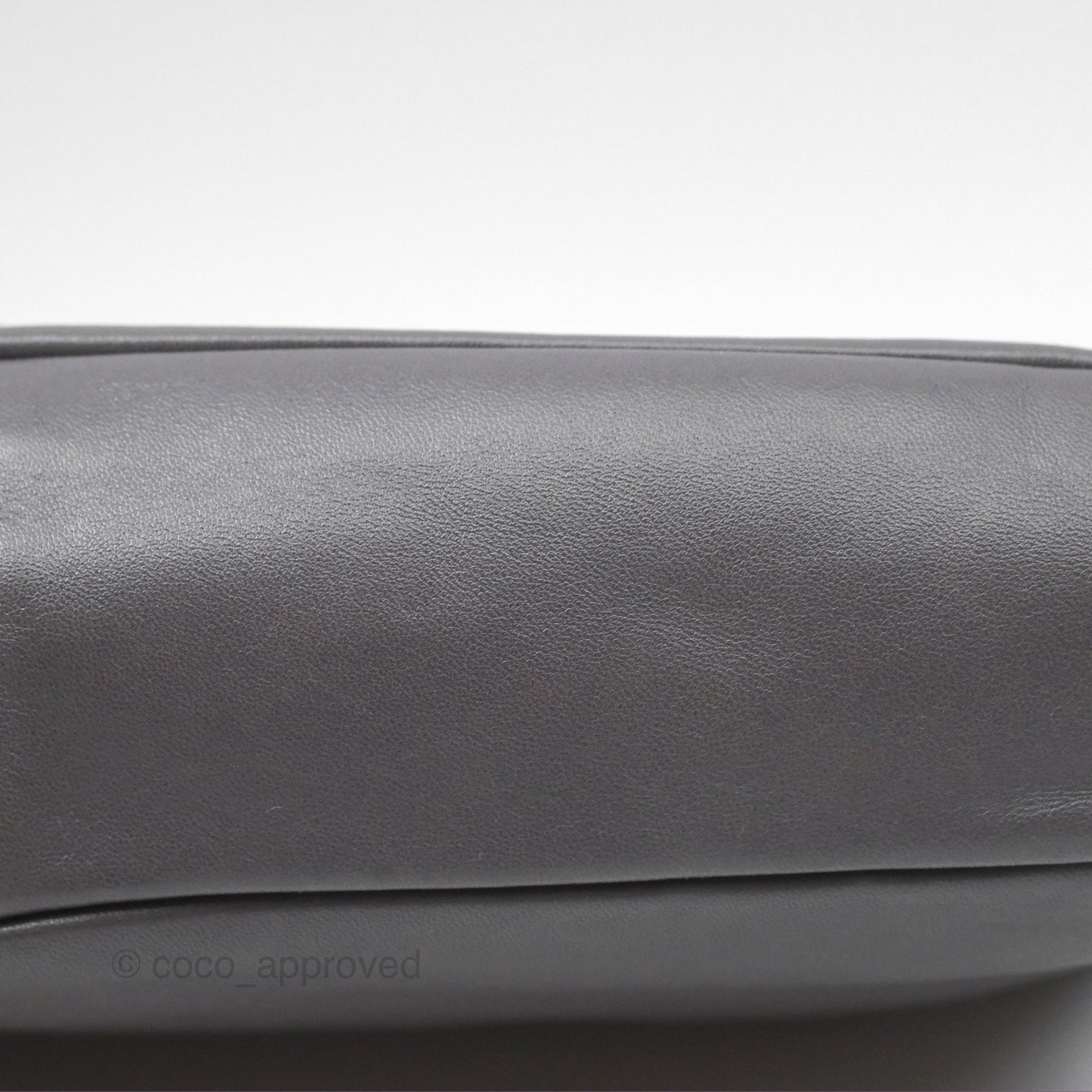 Chanel Studded CC East West Flap Shoulder Bag Lambskin Dark Grey