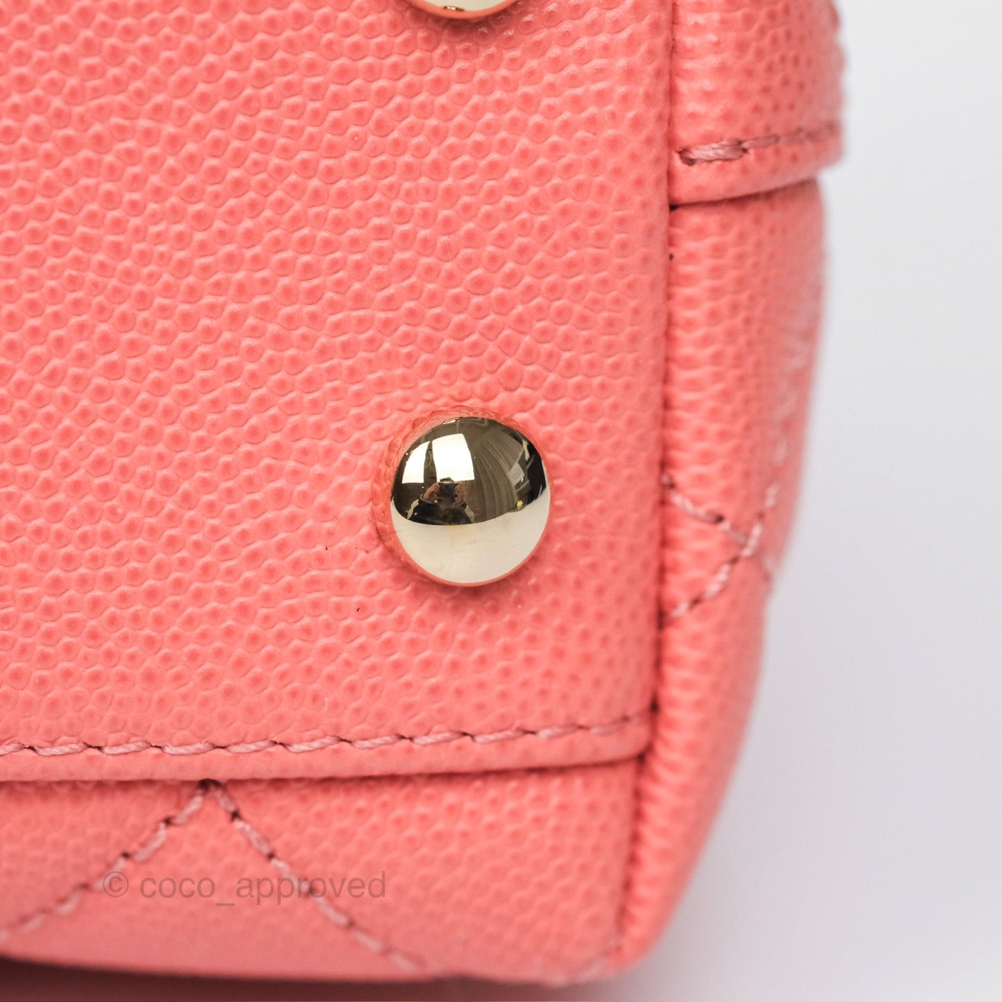 Chanel Mini Coco Handle Quilted Pink Caviar Gold Hardware