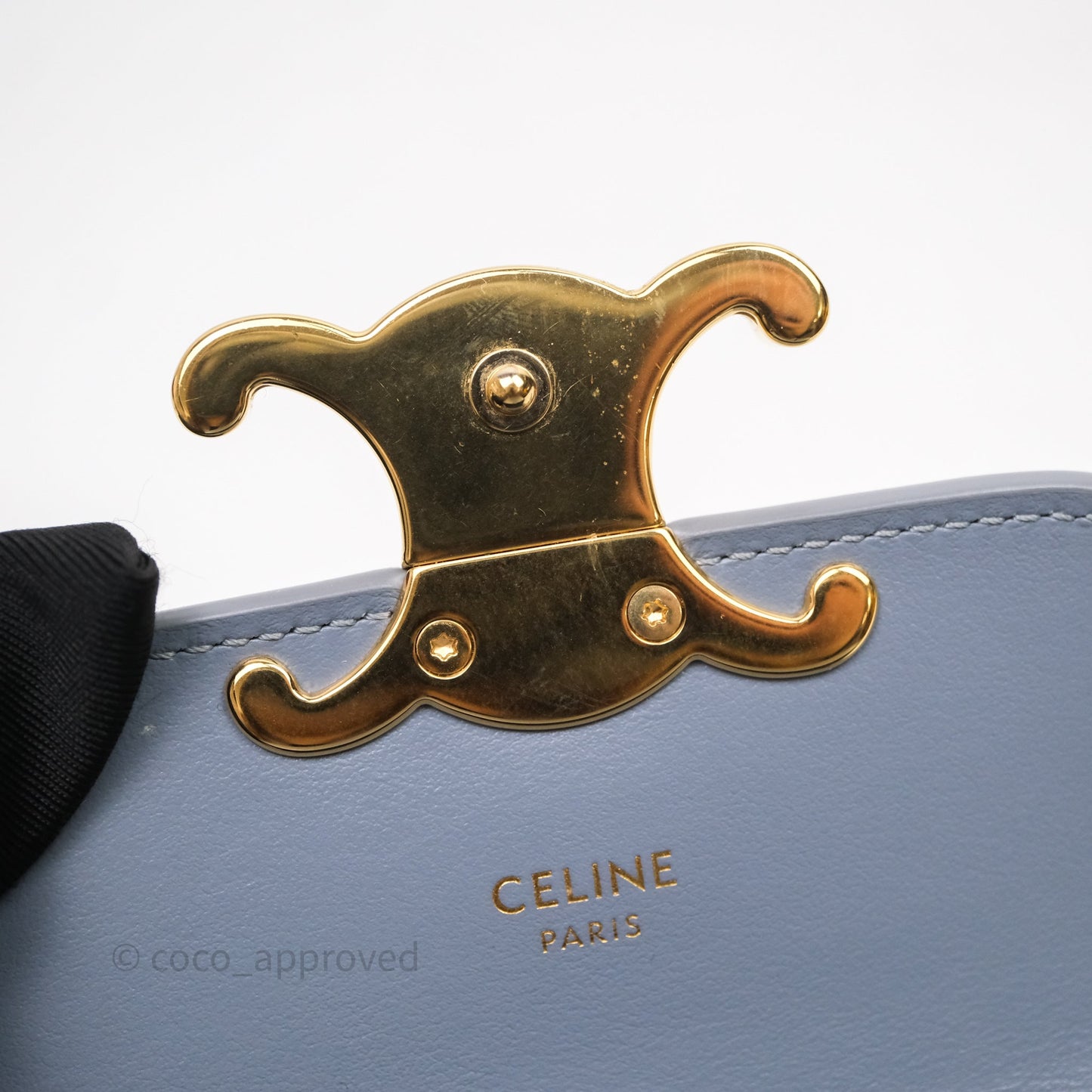 Celine Mini Triomphe Shiny Calfskin Blue Grey