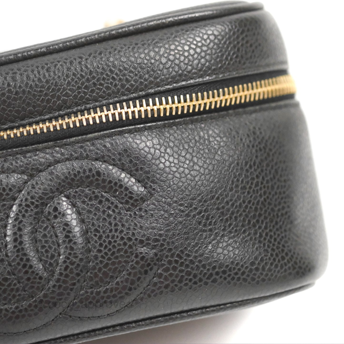 Chanel Vintage Vanity Case Black Caviar Gold Hardware
