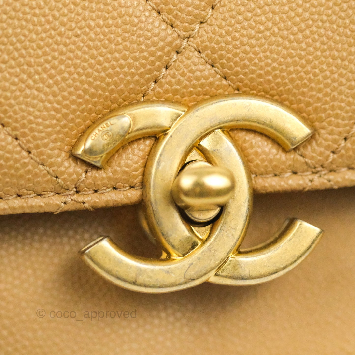 Chanel Mini Messenger Bag Beige Caviar Gold Hardware 21K