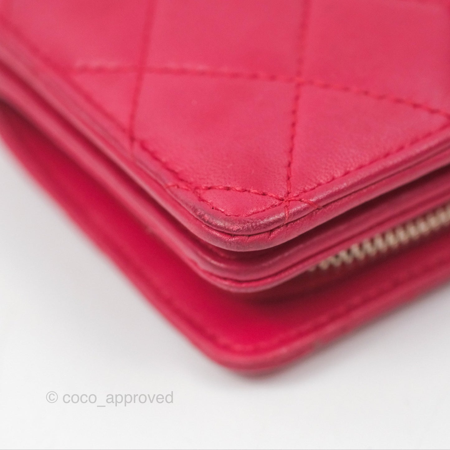 Chanel Quilted Classic French Wallet Lambskin Red Silver Hardware