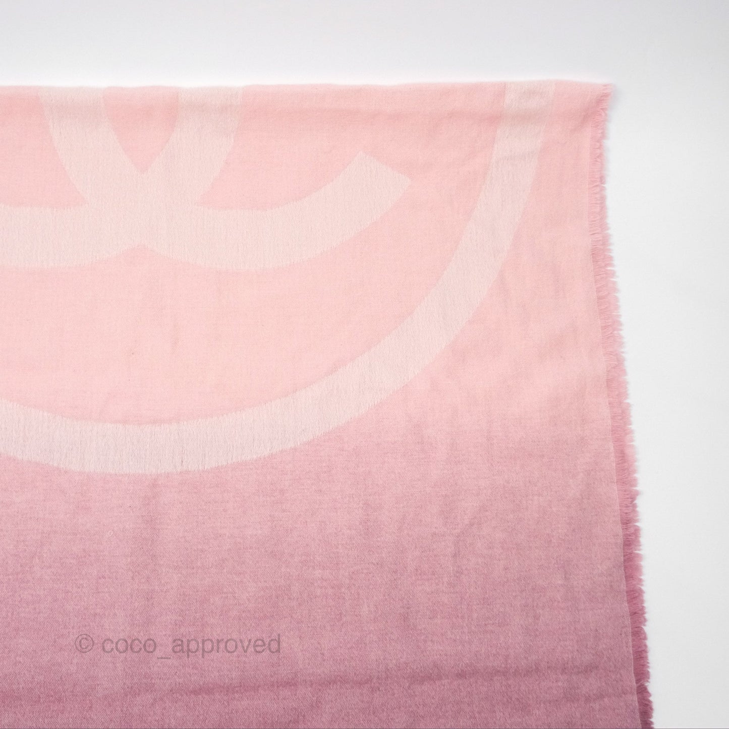 Chanel Logo CC Cashmere Fringe Scarf Pink