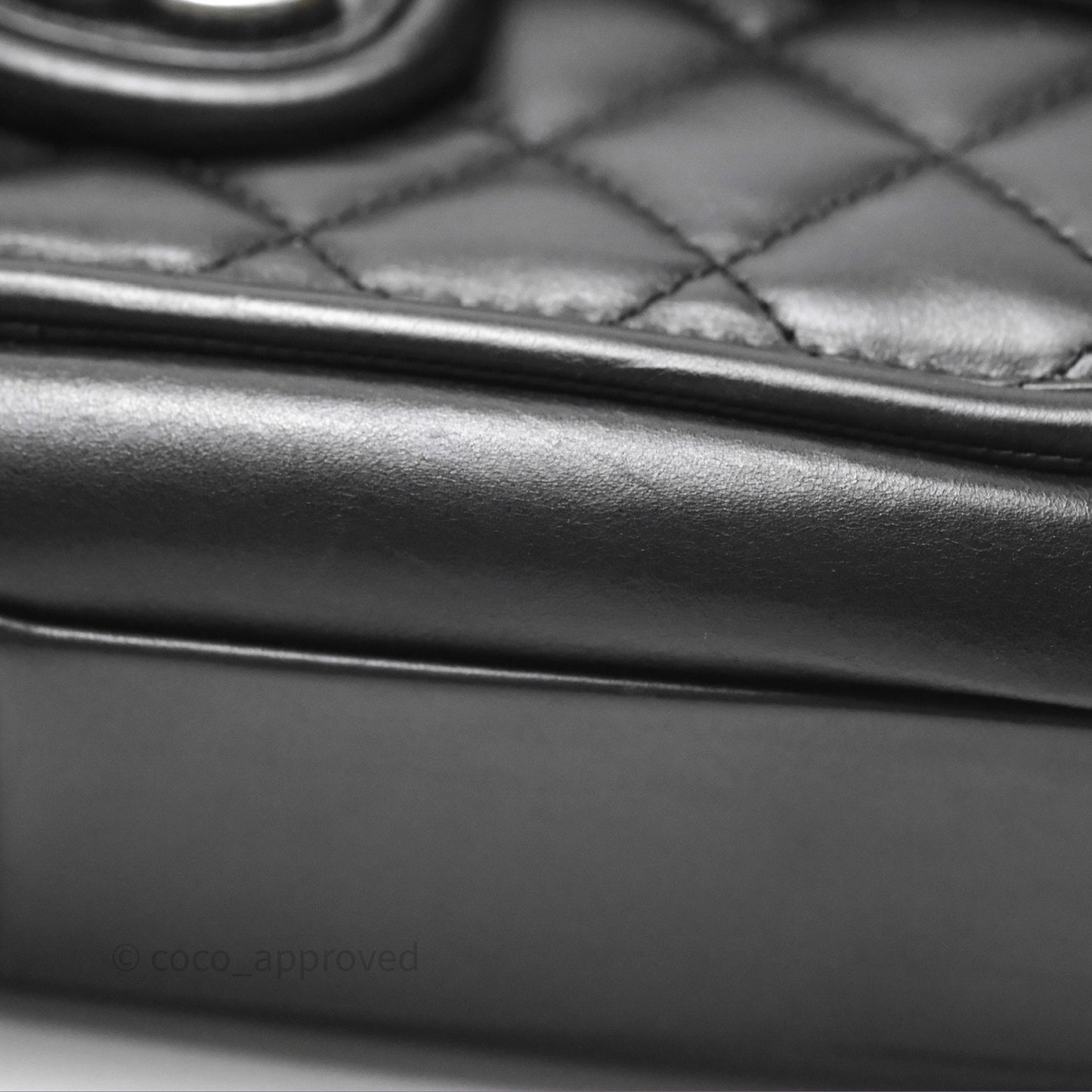 Chanel Quilted Large Prestige Top Handle Flap Calfskin Black Ruthenium Hardware