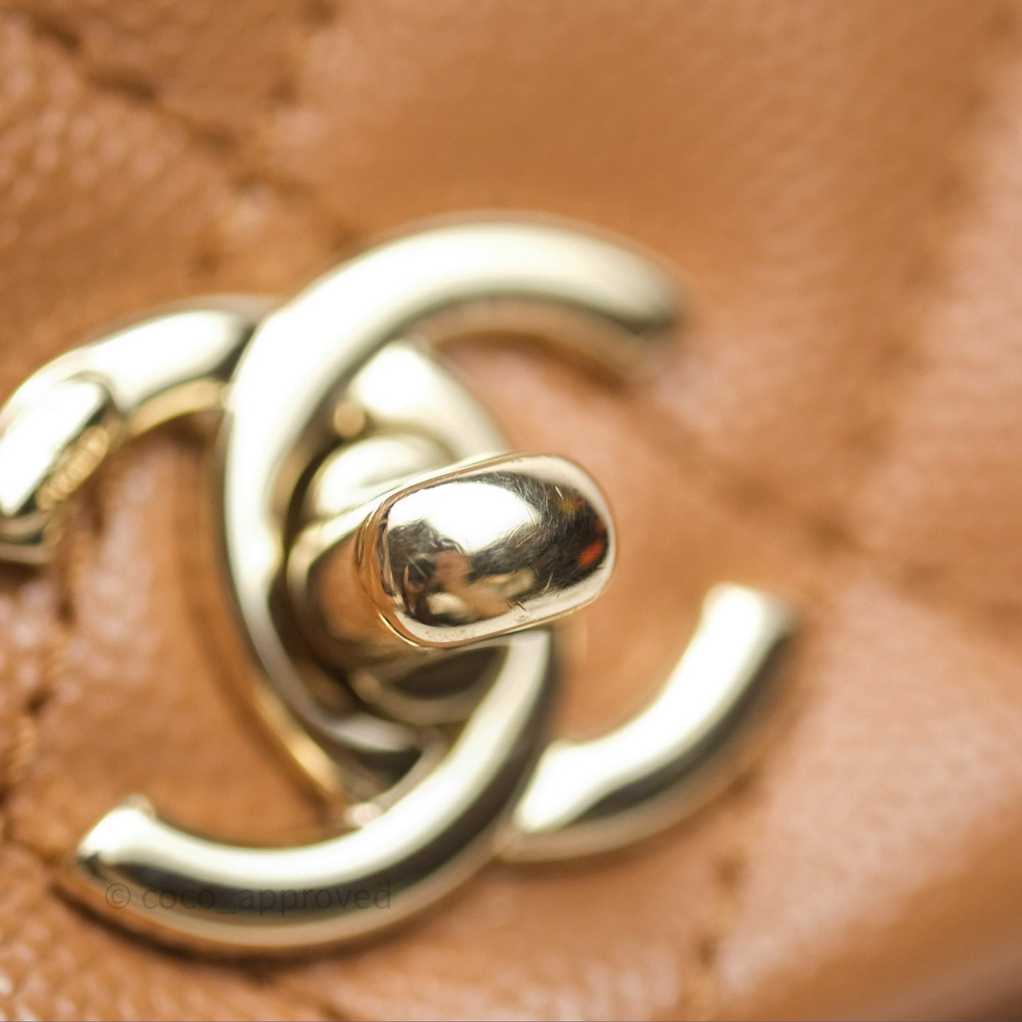 Chanel Small Coco Handle Dark Beige Caramel Caviar Gold Hardware
