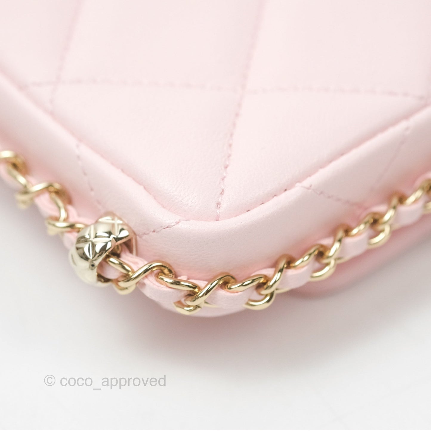 Chanel Mini Chain Around Clutch With Chain Pink Lambskin Gold Hardware