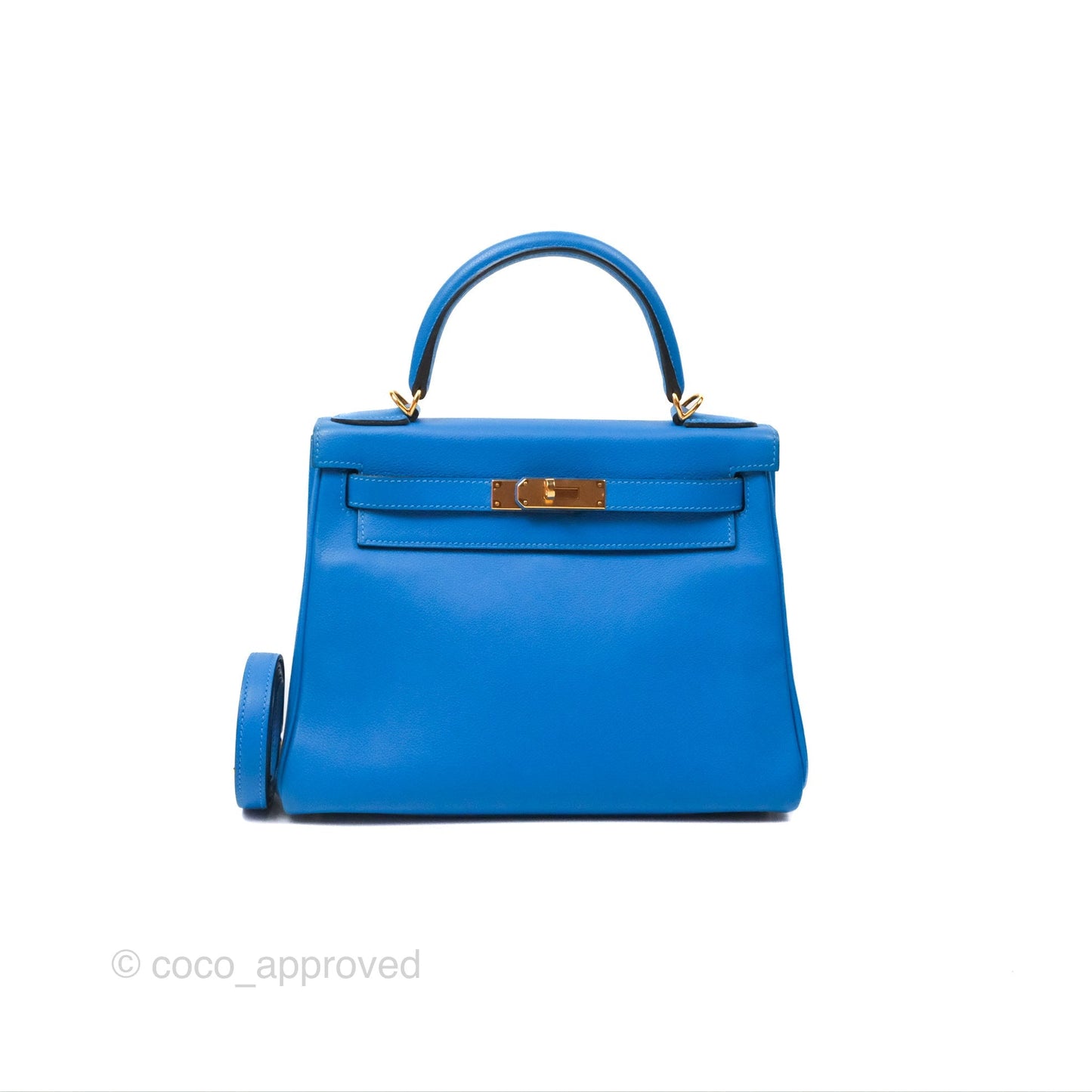 Hermès Retourne Kelly 28 Blue Evercolor Gold Hardware