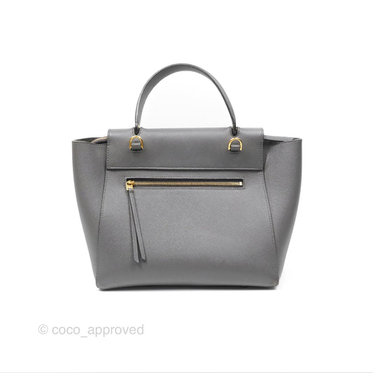 Celine Micro Belt Bag Grey Grained Calfskin Gold Hardware