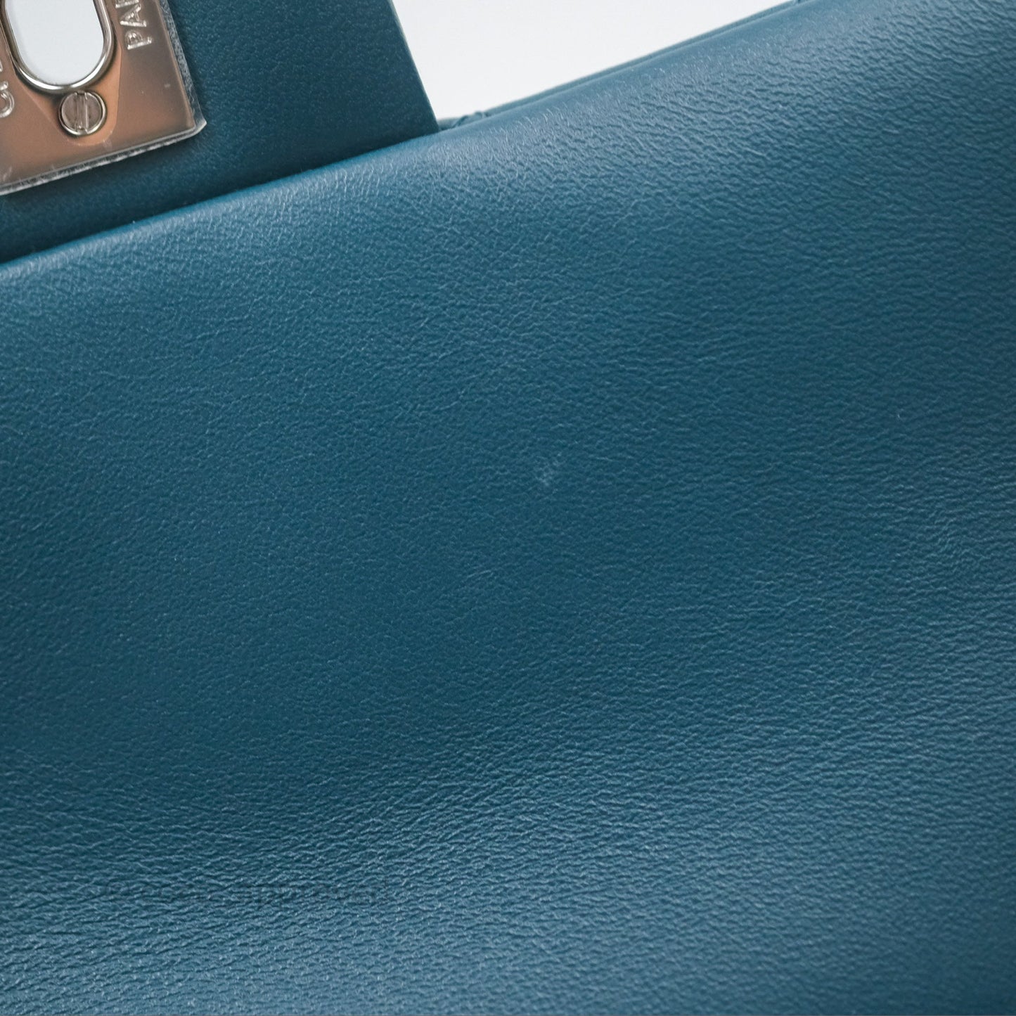 Chanel Quilted Mini Rectangular Flap Teal Green Lambskin Silver Hardware