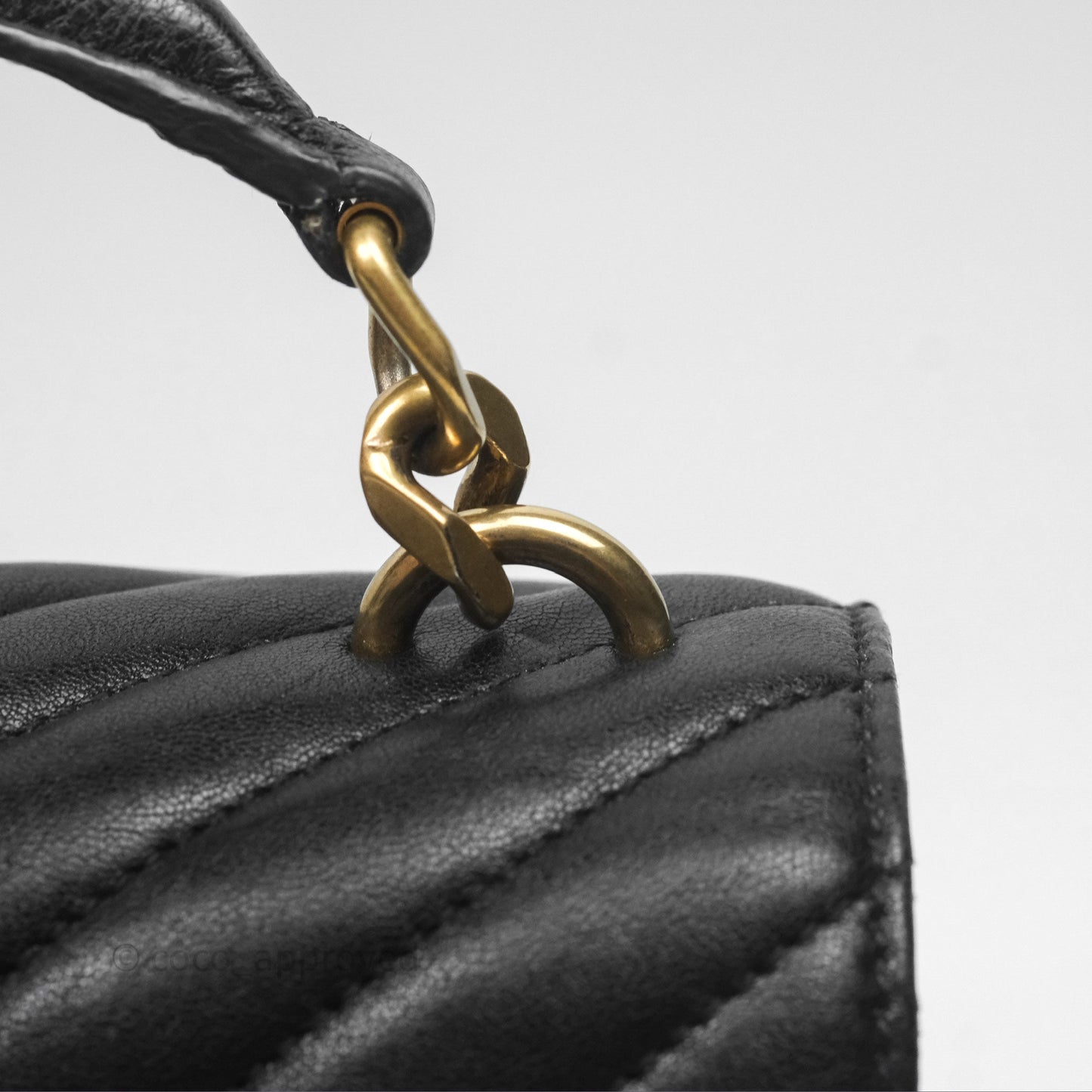 Saint Laurent Chevron Medium College Black Chain Bag Gold Hardware