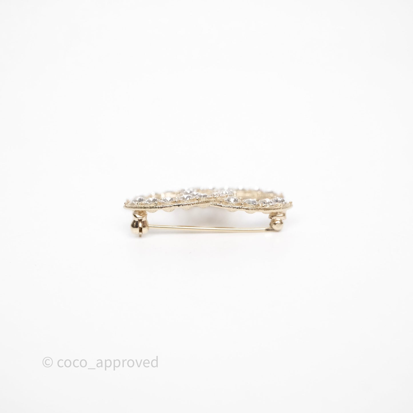 Chanel Crystal CC Brooch Gold Tone 19S