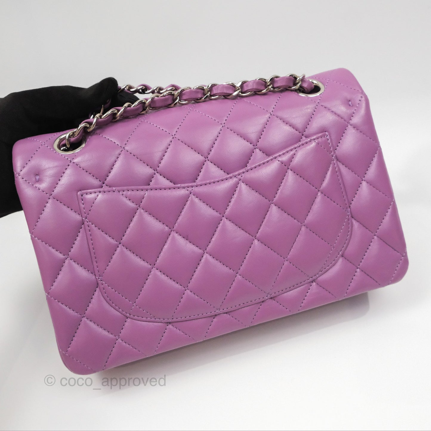 Chanel Small Classic Flap Quilted Purple Lambskin Silver Hardware