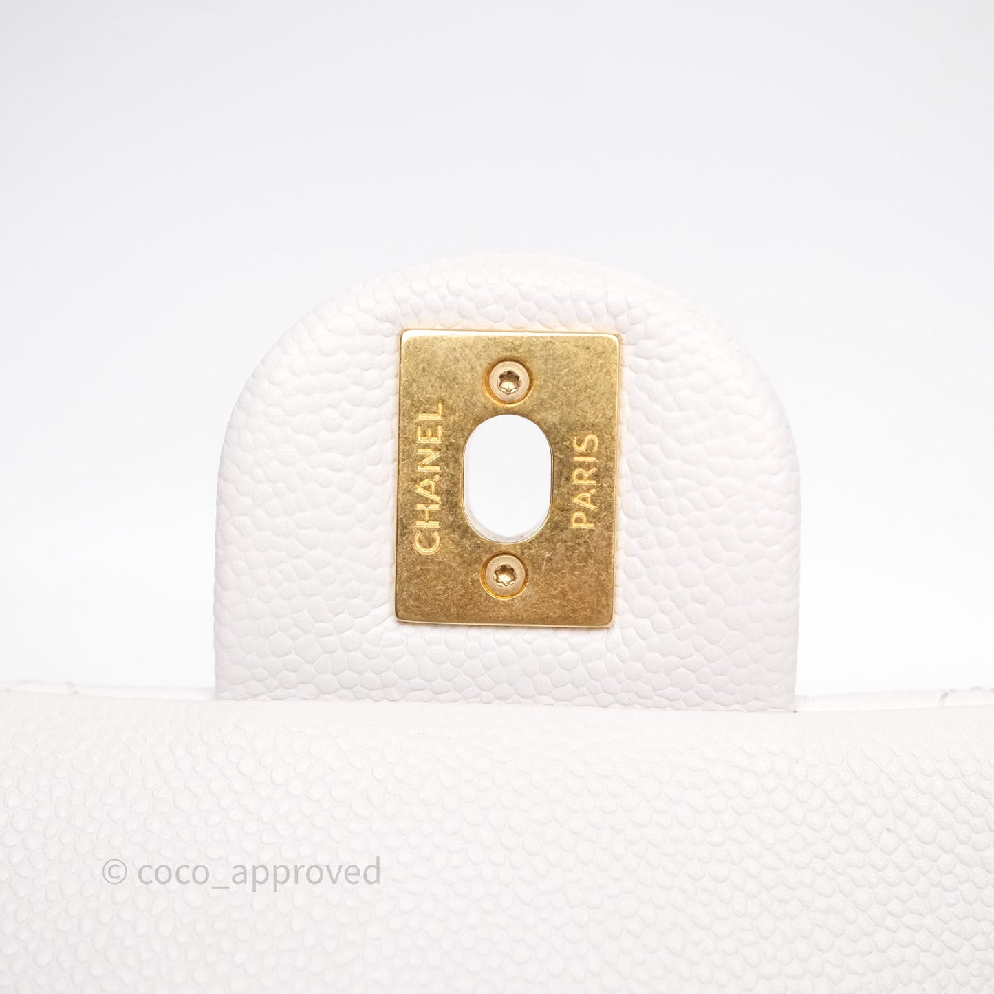 Chanel Heart Crush Mini Flap Bag White Caviar Aged Gold Hardware