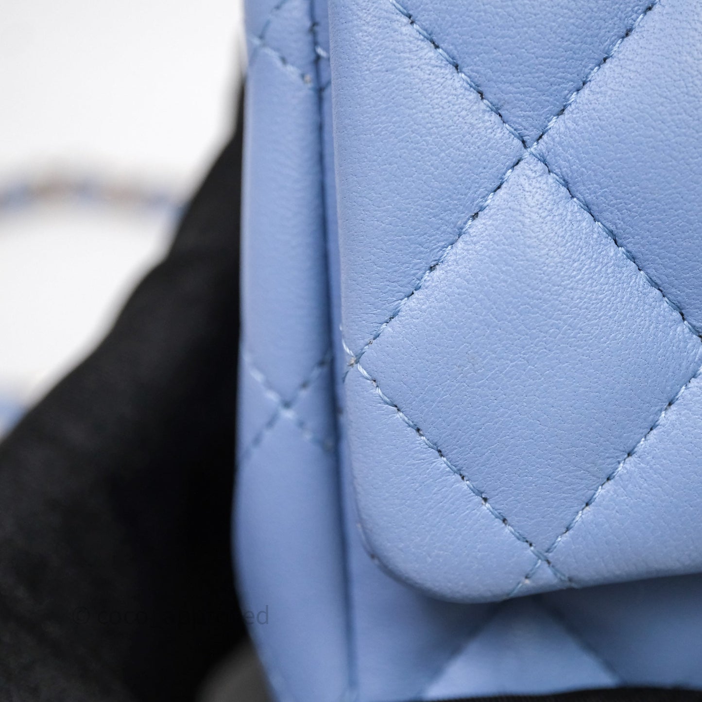 Chanel Mini Square Quilted Sky Blue Lambskin Gold Hardware
