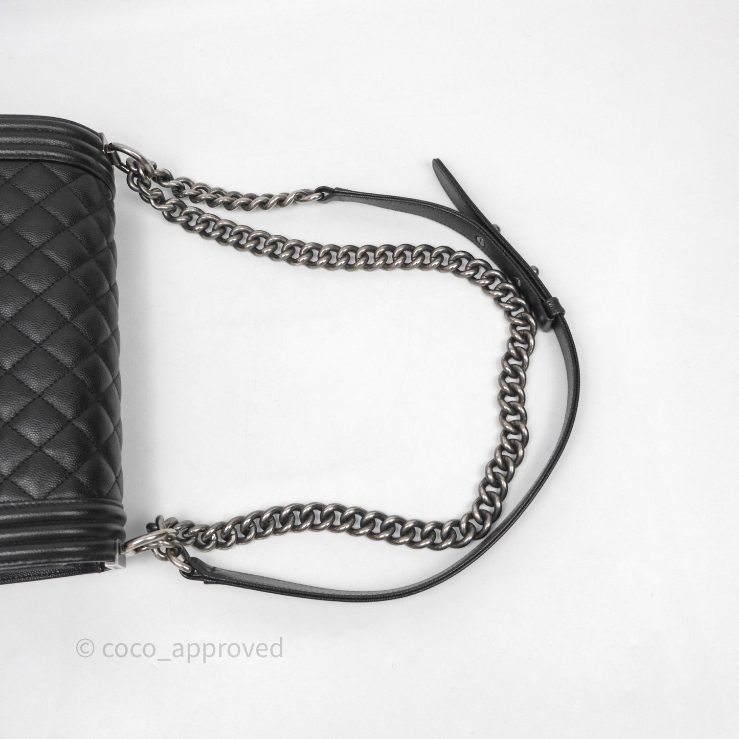 Chanel Quilted Medium Boy Black Caviar Ruthenium Hardware