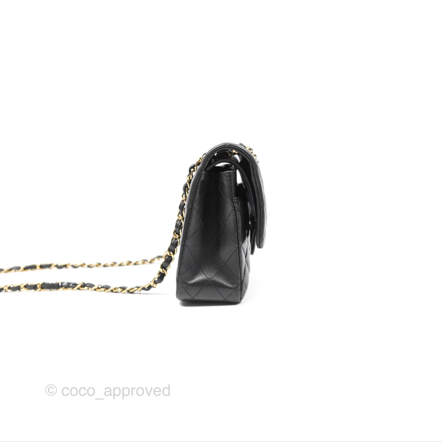 Chanel Classic M/L Medium Flap Quilted Black Lambskin Gold Hardware