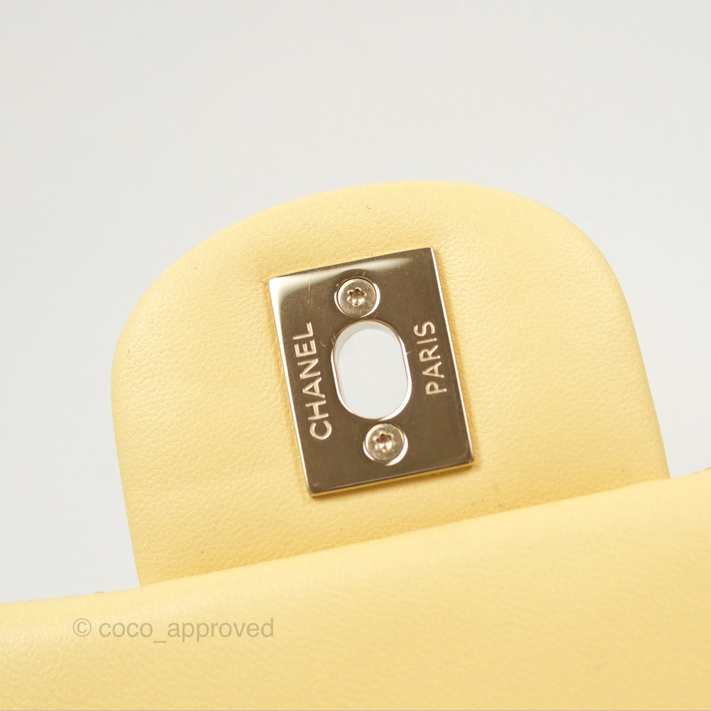 Chanel Mini Square Quilted Yellow Lambskin Gold Hardware