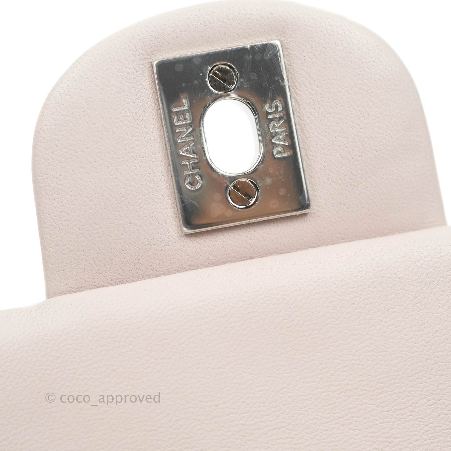 Chanel Quilted Mini Square Light Lilac Pink Lambskin Silver Hardware